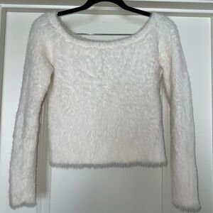 H&M Divided White Fuzzy Sweater